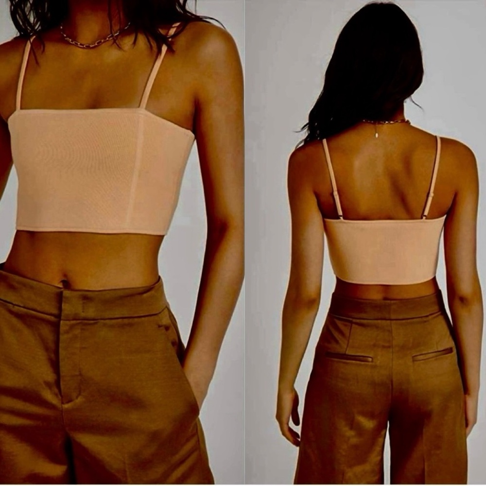 A.L.C. Winnie Knit Bra Top Toffee Beige Brown Size Large